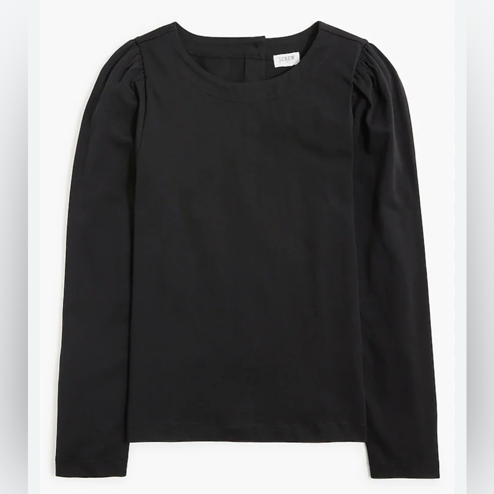 J.Crew Puff-sleeve button-back top in black